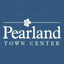 "Pearland Town Center logo on blue background."