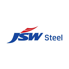 JSW Steel logo design in blue and red.